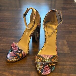 Madden Girl Multicolor Snakeskin Sandal Heels